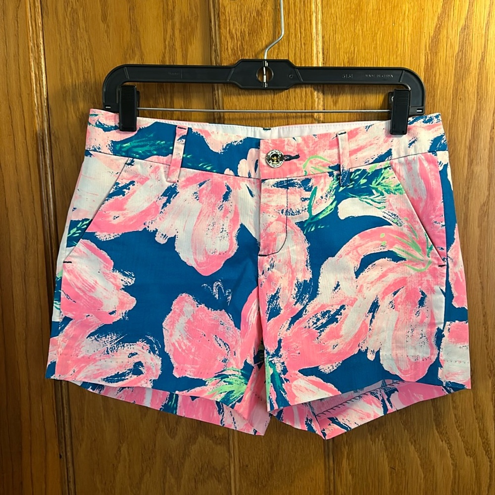 Lilly Pulitzer Callahan Shorts Size 2 Pink Tidal Wave Pans Garden Floral